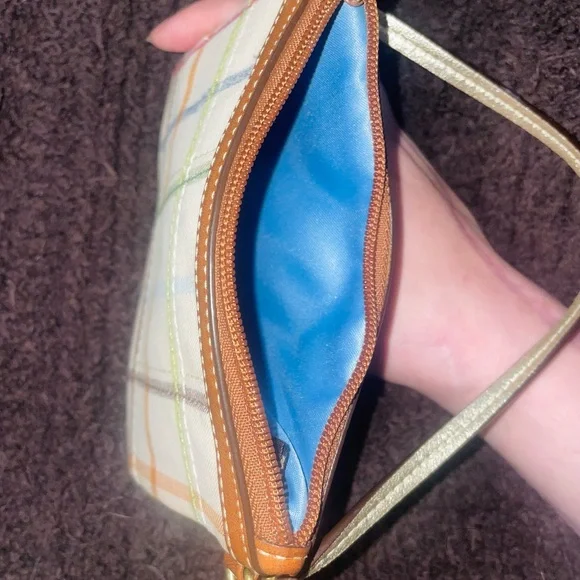 Coach Tattersall Canvas Wristlet in Multi-Color with Brown Leather Trim - Picture 8 of 8